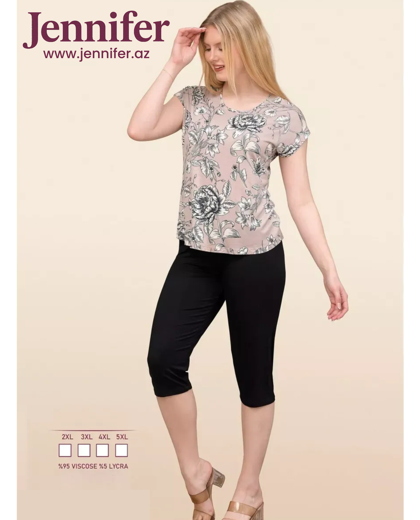 Çiçək Naxışlı Pijama Dəsti #96240