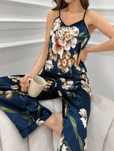 Tünd Göy Rəngli, Çiçək Naxışlı Tamil Pijama #1409